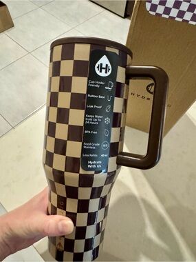 HydroJug Autumn Checkers 40 oz Travel Tumbler Lid - Brown